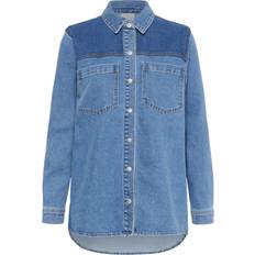 Kaffe Dame Skjorter Kaffe Kasandra Denim Shirt Bluser - Blue Denim