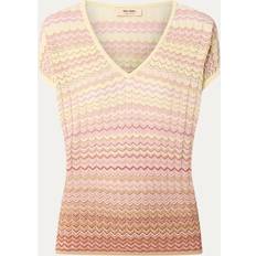 Mos Mosh Herr Kläder Mos Mosh Topp Mmshani Zig Zag V-Neck Knit - Pink