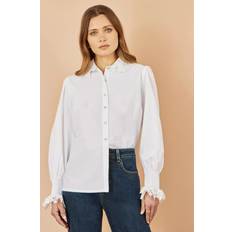 Spets Skjortor Yumi Lace Trim Long Sleeve Shirt - White