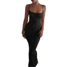 Elastane/Lycra/Spandex - Long Dresses Shein INAWLY Solva 1pc Women's Solid Color Sleeveless Dress, Fashionable For Summer