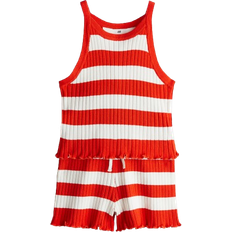 H&M Ribbed Set 2-piece - Bright Red/Striped (1273023001)