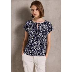 Street One Studio Frauen Gemusterte Bluse mit Raffung - Blau