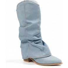 Western boots Shein Western Cowboy Boots New Pointed Toe KneeHigh Boots Women Vintage Shaft Boots