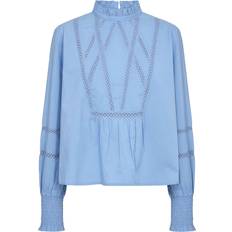 Dam - GOTS (Global Organic Textile Standard) Blusar Part Two Nieldapw Blus med Smock Manschetter - Blue