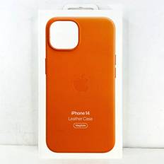Apple iPhone 14 Case Orange Natural Leather with MagSafe