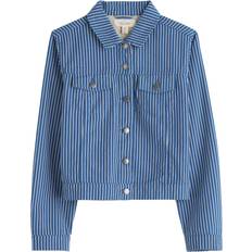 Men - Stripes Jackets Seasalt Cornwall Levan Well Denim Jacket - Ticking Stripe Ink