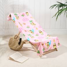 OHS Avocados at Beach Print Bath Towel Pink (152x71cm)