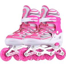 Wosawe Adjustable Kids Inline Skates Light Up M Pink