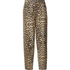Co'Couture Bukser & Shorts Co'Couture Leopard Print Plisserede Bukser - Beige/Brokade/Sort
