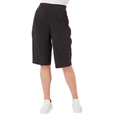 Roman Curve Knee Length Elastic Waist Shorts - Black