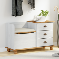 VidaXL Vita Förvaringsbänkar vidaXL Entré ASKIM Vit 100 x 39 x 62 cm Solid Trä Furu Förvaringsbänk
