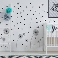 Monochromatic Dandelions Wall Sticker 195cm H X 280cm W