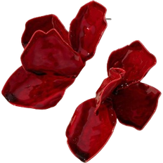 Shein 1 Pair Vintage Geometric Textured Asymmetric Flower & Leaf Design Earrings, Fashion Jewelry Gift For Women Valentines,Mom,Mother,Mother's Day,Gift