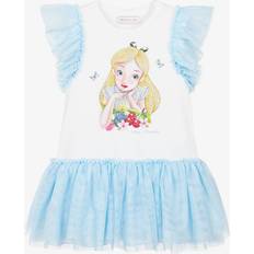 Monnalisa Girls Cotton Jersey Tulle Disney Dress - Blue