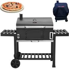 BBQs CosmoGrill Outdoor XXL Smoker Charcoal Barbecue For Garden with Cover and Pizza Stone