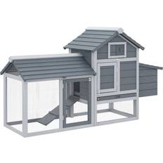 Chicken coop Pawhut Solid Wood Enclosed Backyard Chicken Coop Kit Nesting