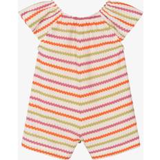 Stripes Playsuits Children's Clothing Mayoral Girls Orange Striped Knit Playsuit - Ivory
