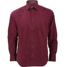 Russell Mens Long Sleeve Easy Care Fitted Shirt - Maroon