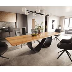 DeLife Esstisch Edge 300 x 100 x 4 Eiche Natur Infinity Metall Schwarz Live-Edge Spisebord