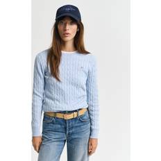 Gant Dam Tröjor Gant Stretch Cotton Cable C-Neck - Fresh Blue