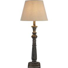 Hill Interiors Incia Column Brown/Grey Table Lamp 50cm