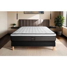 Lits et Matelas Ensemble Suite 140x190 Ensachés Mémoire De Forme Sommier Noir Matelas à Ressorts