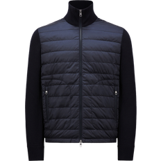 Moncler Herr Koftor Moncler Stickade Nylon Vadderad Ull Kofta - Marinblå