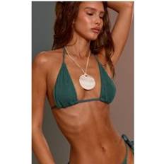 Green Bikini Tops PrettyLittleThing Crinkle Triangle Bikini Top - Emerald Green
