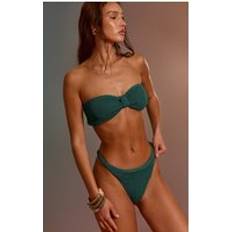 PrettyLittleThing Crinkle Tanga Bikini Bottoms - Emerald Green