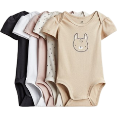 H&M Baby 5er-Pack Baumwollbodys - Beige/Häschen
