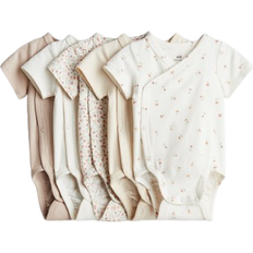 H&M 5er-Pack Baumwollbodys - Beige/Geblümt
