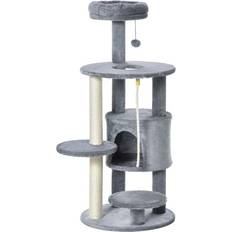 Pawhut Hanging Ball Toy Teasing Rope Cat Tree 48 x 48 x 112cm Grey