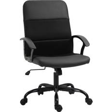 Faux Leathers Furniture Vinsetto PVC Leather & Mesh Panel Black Office Chair 107cm