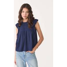 Pleats Tops Stradivarius Flowing Ruffled Blouse - Navy Blue