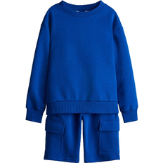H&M 2-delat Set Med Sweatshirt Och Shorts - Klarblå