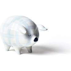 Gingham Piggy Bank Blue