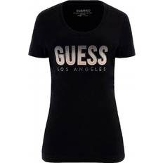 Guld T-shirts Guess Denim Højtaljede Denim Cutoff Shorts - Sort
