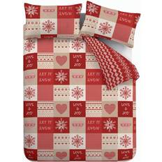 Catherine Lansfield Let It Snow Reversible Christmas Duvet Cover Red