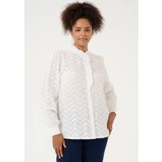 Kaffe Curve Elegant Skjortebluse Med Høj Hals - Hvid