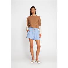 Elegant Randig Blå Shorts Med Piping - Blue