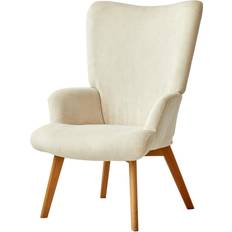 Møbler Nordlys Malmo Beige Fløjl FSC Træben 100x64x74 cm Lænestol