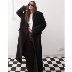 Weekday Logan Wool Blend Oversized Double Breasted Coat - Black