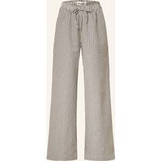 Lollys Laundry Dame Bukser & Shorts Lollys Laundry LiamLL Pant Uld Stribede Brede Ben - Sort/Naturhvid