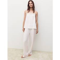 Mango White Underwear Mango Long Cotton Pyjama Trousers White