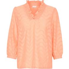 Orange Blusar Kaffe Blus Med ¾ Ärmar Persika Nektar - Orange