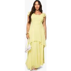boohoo Plus Dobby Chiffon Tiered Maxi Dress - Yellow