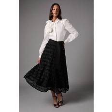 Coast 3D Flower Midi Skirt - Black