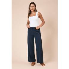Natural - Women Trousers Dorothy Perkins Tie Waist Wide Leg Trousers - Navy
