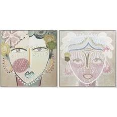 Framed Art Dkd Home Decor Gesicht 103 x 4.5 x 103 cm 2 Stück Bild