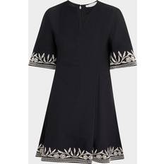 Mary Embroidered Organic Cotton Mini Dress - Black